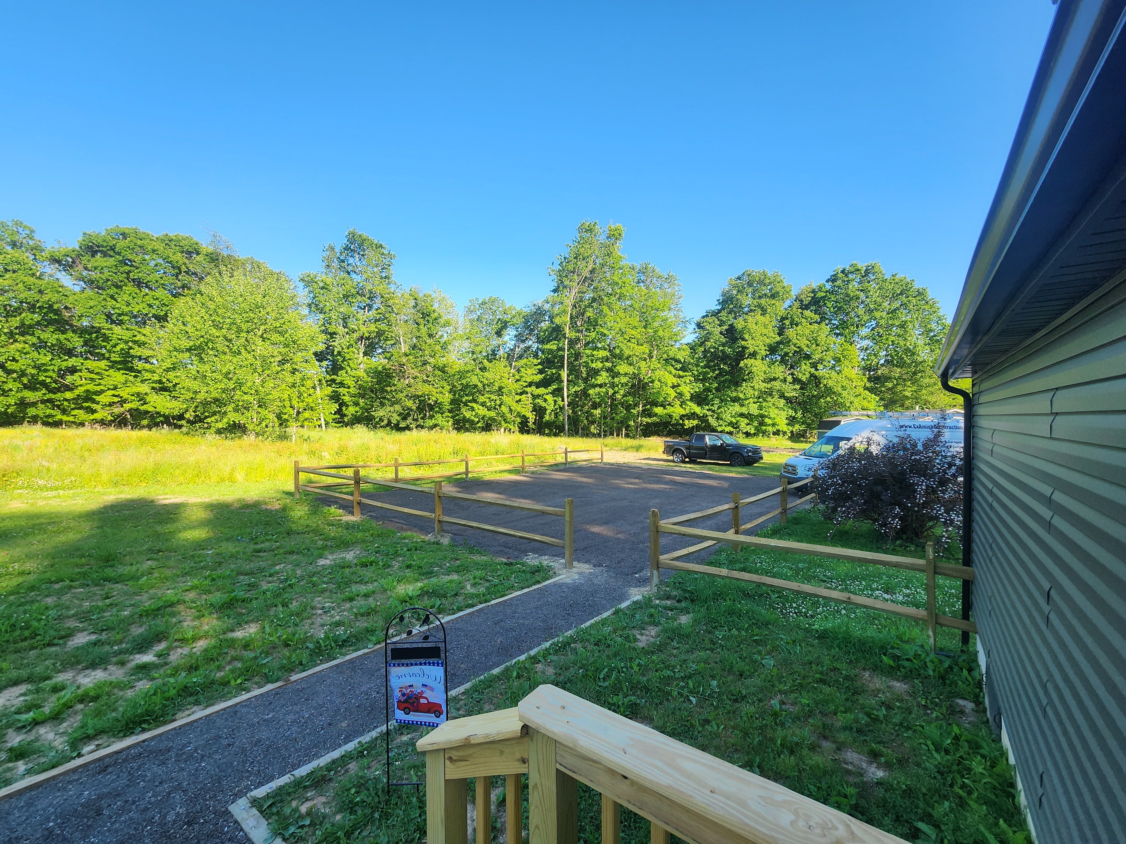 Deck View with Fenced Parking Area